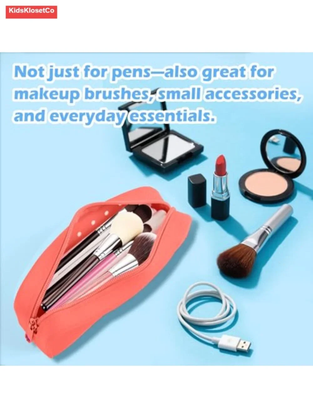 Silicone Pencil Pouch with DIY Charms, Multipurpose Makeup Bag